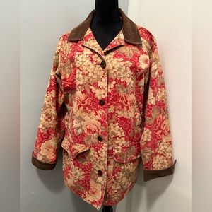 Vintage L.L. Bean Floral Barn Jacket, Corduroy, Size Large